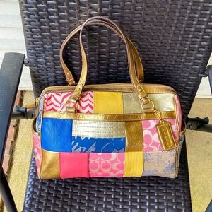 Coach Signature Patchwork Satchel Tote F17164